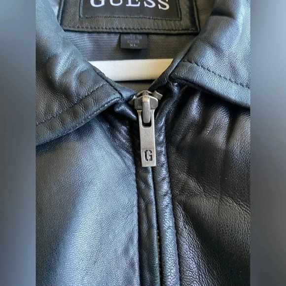 Vintage Guess Leather Jacket Men’s XL Distressed - Picture 4 of 11